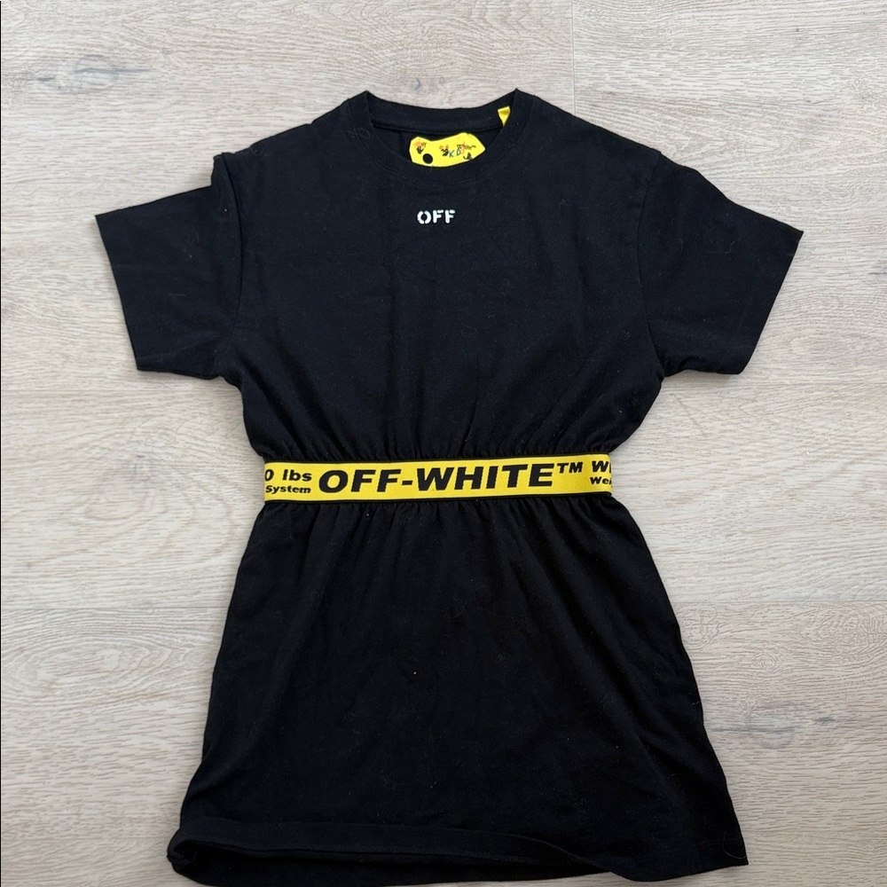 Off-White Black Dress with Yellow Accents